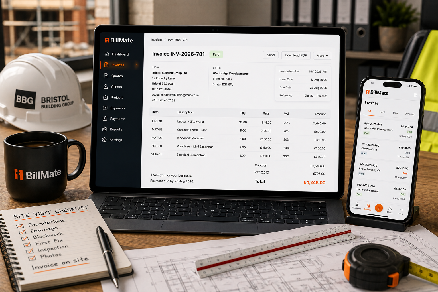 Construction BillMate case study — Site-To-Office Sync Without Friction