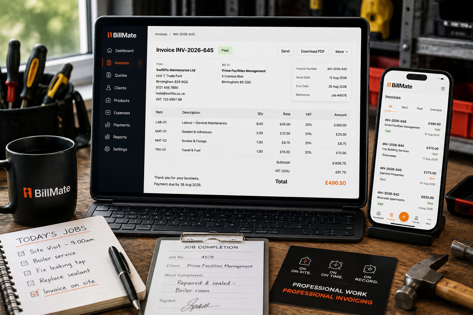 Trades and Maintenance BillMate case study — From Handwritten Receipts To Digital Trust