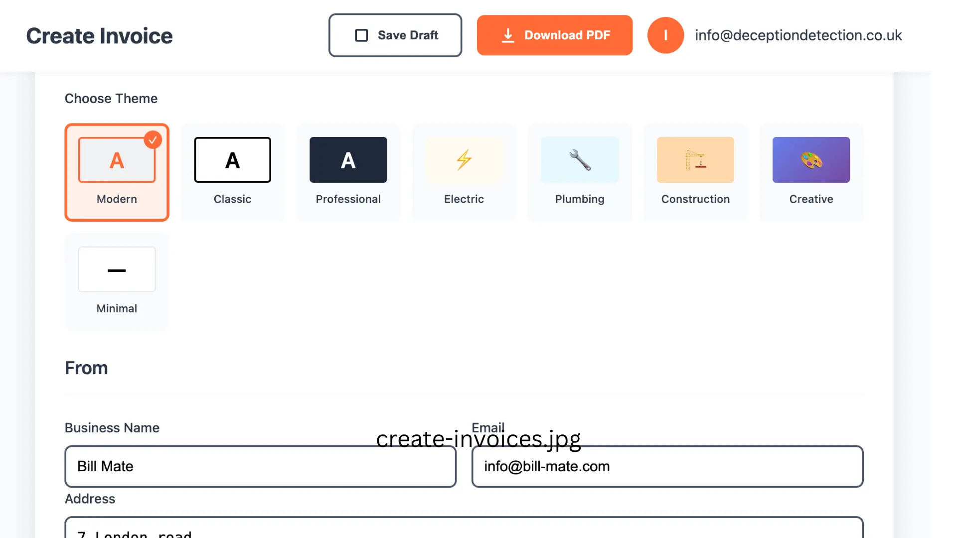 Create Invoice Screen