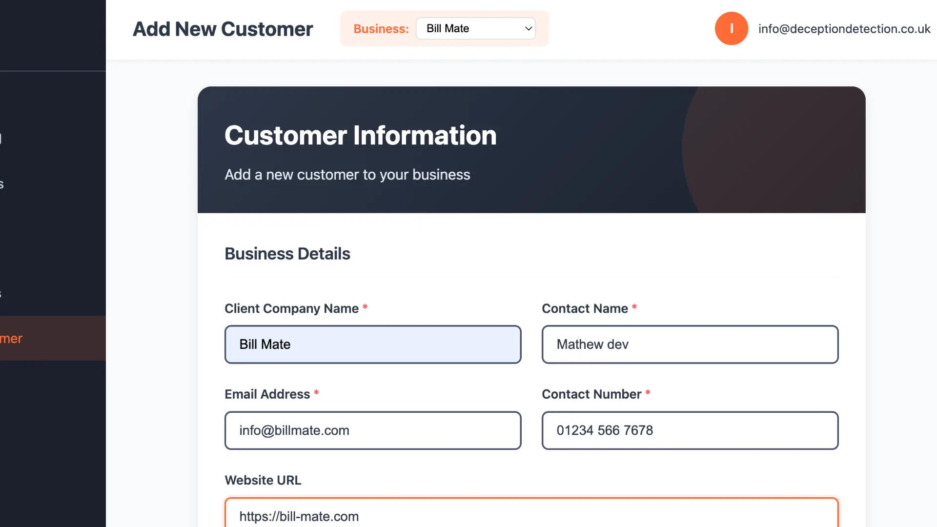 Add Client and Allocate to Business (Web CRM)