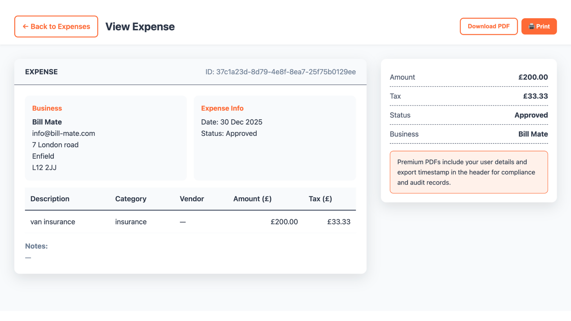 Expense Details (Web CRM)